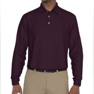 PGA Tour Long Sleeve Polo in Deep Plum
